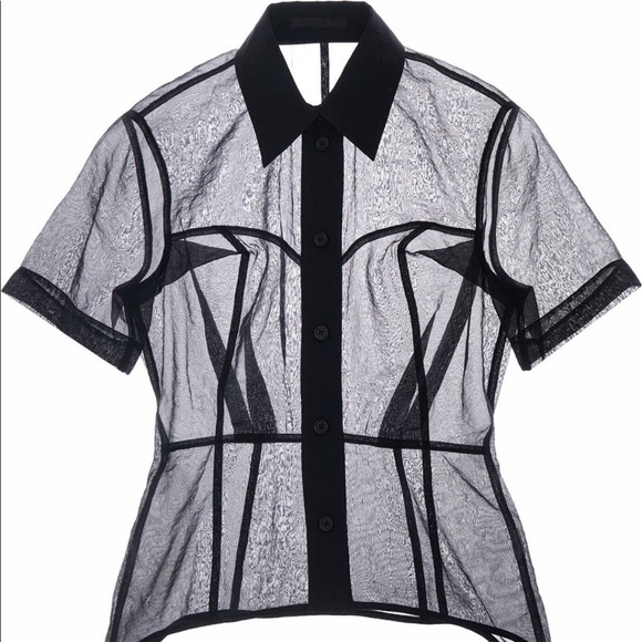 NWT HELMUT LANG SHEER SS BUTTON UP XS - Picture 4 of 8